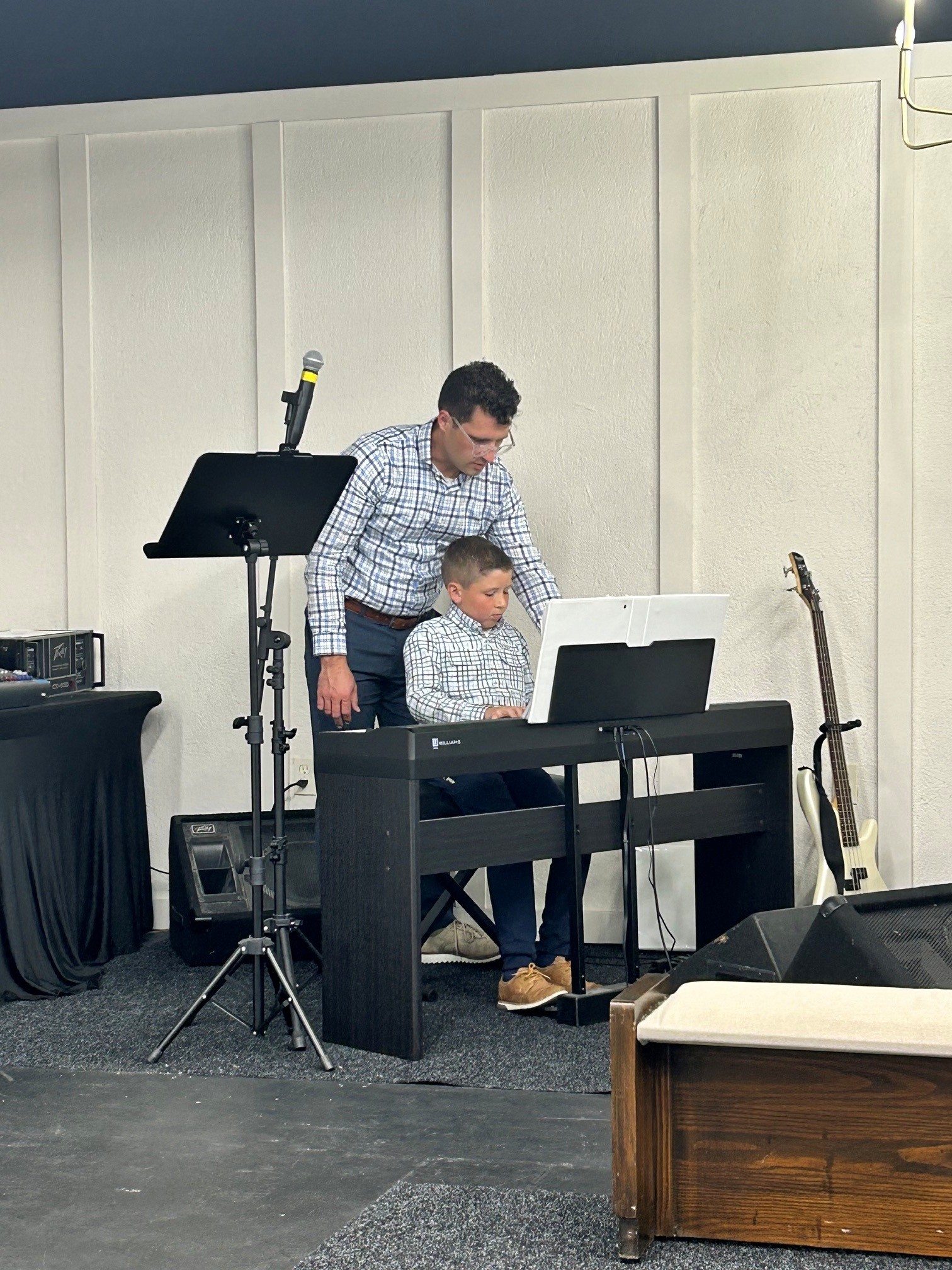 Piano lesson during a service